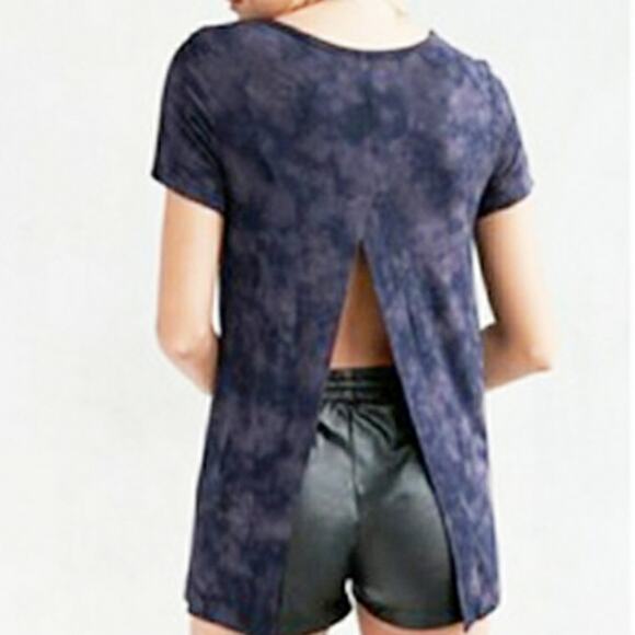 Anthro Silence + Noise Margo Tie Dye Tunic Blue Purple Split back‎ Top Size Med - Picture 2 of 9